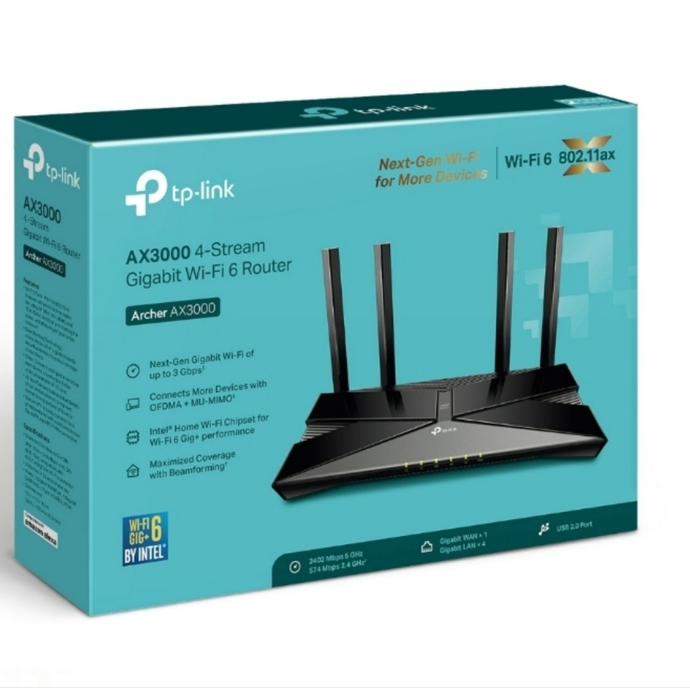 TP - Link Archer AX3000 |  4 Stream Dual - Band WiFi 6 Wireless Router up to 3 G